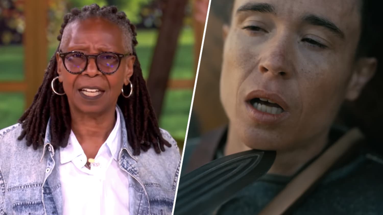 Whoopi Goldberg Slams Transphobic Critics Of Elliot Page's 'The Odyssey' Casting movies cover image