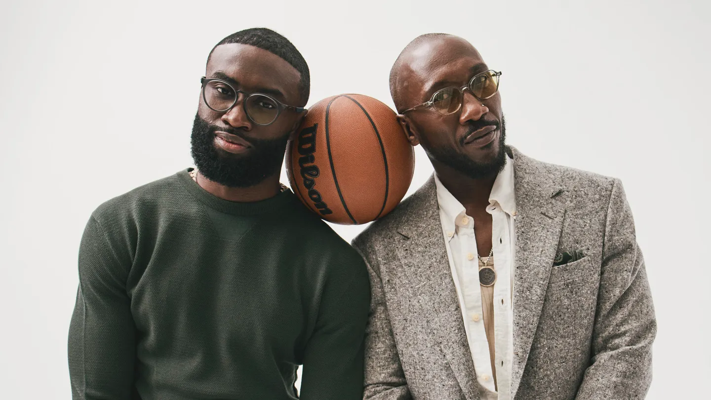 Mahershala Ali and Jaylen Brown during their conversation
